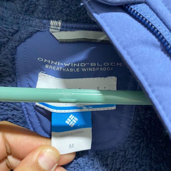 NEW Columbia Full Zip Hooded Omni-Wind Waterproof Breathable Jacket Blue Medium - Picture 15 of 16